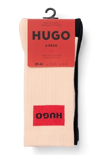 HUGO Underwear Freizeitsocken »2P QS RIB LAB COL CC«, (Packung, 2 Paar), mit Logodruck am Schaft von HUGO Underwear