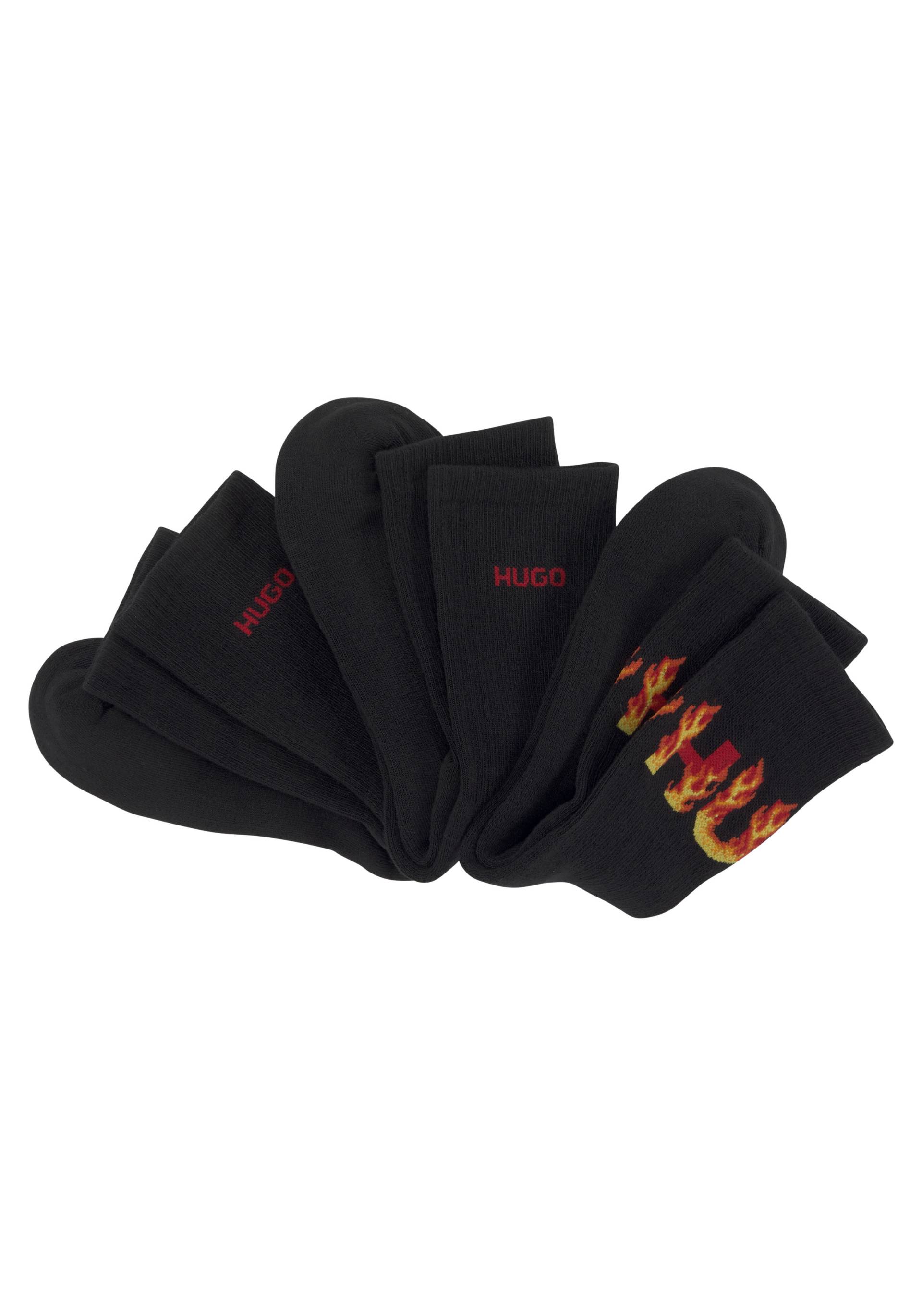 HUGO Underwear Freizeitsocken »3P QS RIB FLAMES CC 10258019 01«, (Packung, 3er), mit Logostickerei von HUGO Underwear