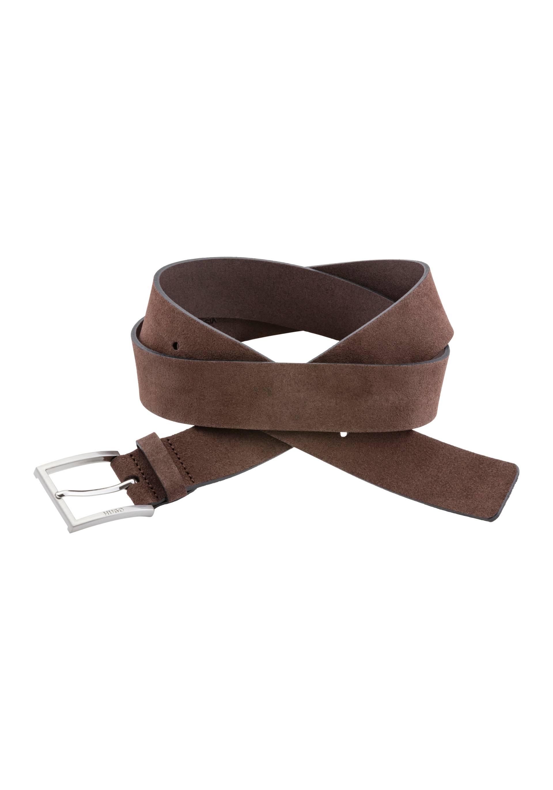 HUGO Ledergürtel »Mirto_Sz35«, aus Veloursleder mit Logo-Gravur auf der Dornschliesse HUGO Ledergürtel »Mirto_Sz35«, aus Veloursleder mit Logo-Gravur auf der Dornschliesse von HUGO