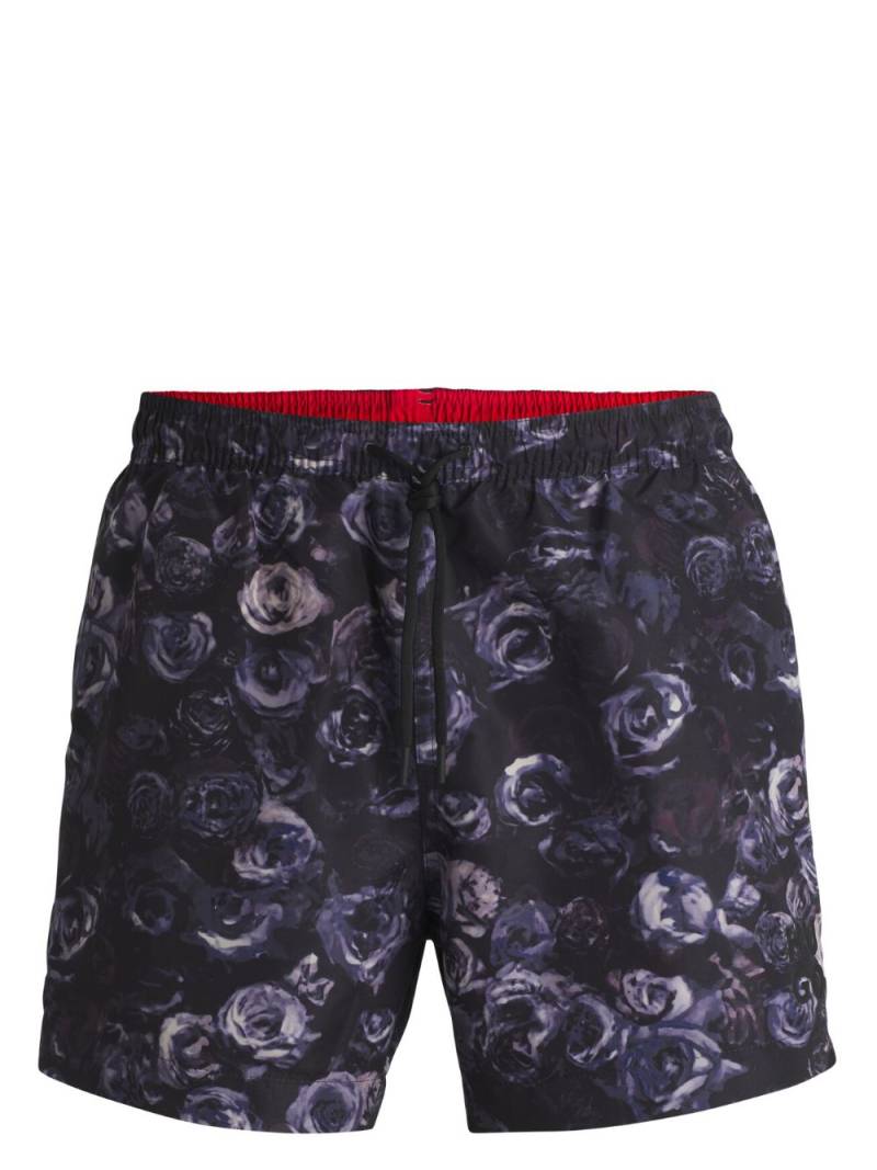 HUGO Seasonal-print swim shorts - Black von HUGO