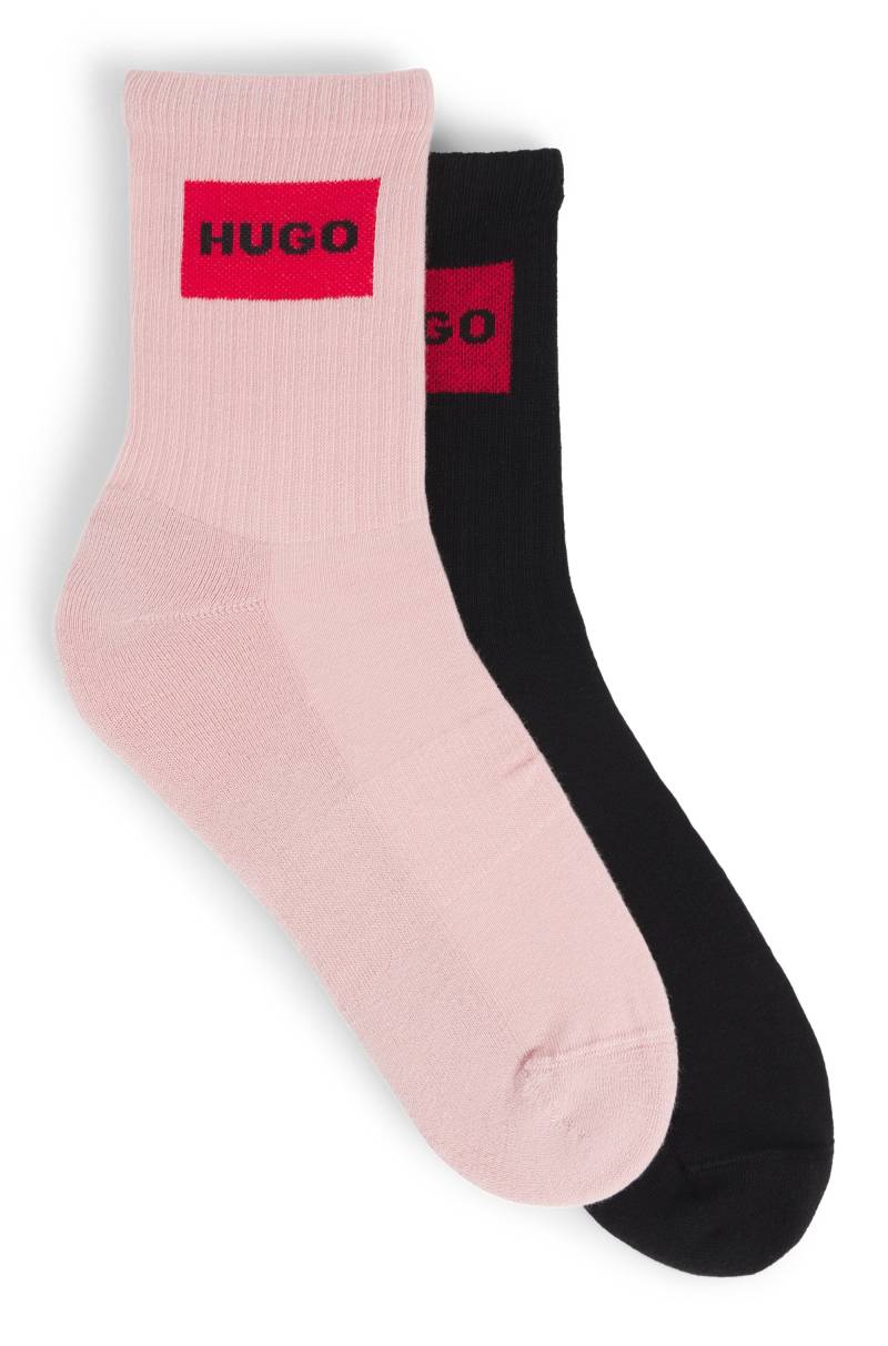 HUGO Socken »2P QS LAB COL CC W«, (Packung, 2 Paar, 2er Pack), mit kontrastfarbenem HUGO Logo-Schriftzug von HUGO