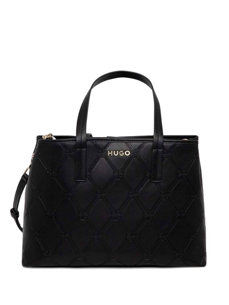 HUGO all-over monogram tote bag - Black von HUGO