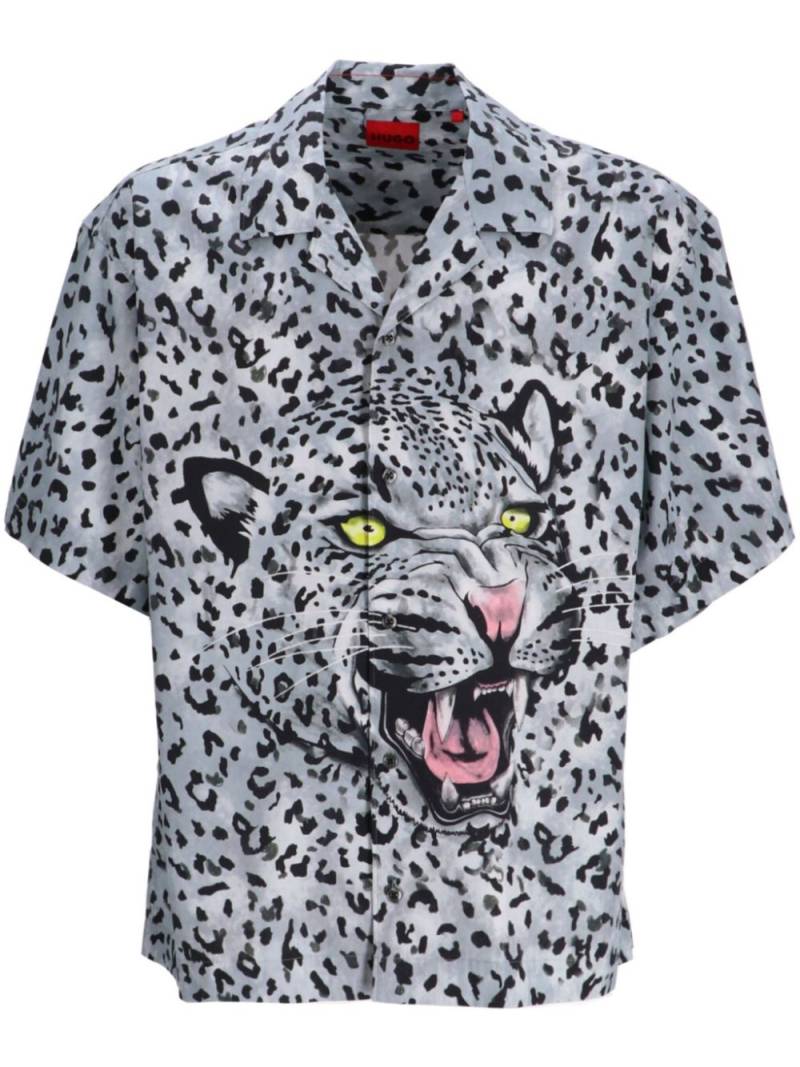 HUGO animal-print short-sleeve shirt - Grey von HUGO