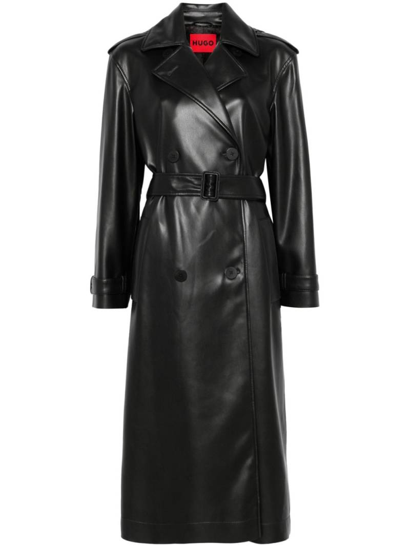 HUGO coated-finish trench coat - Black von HUGO