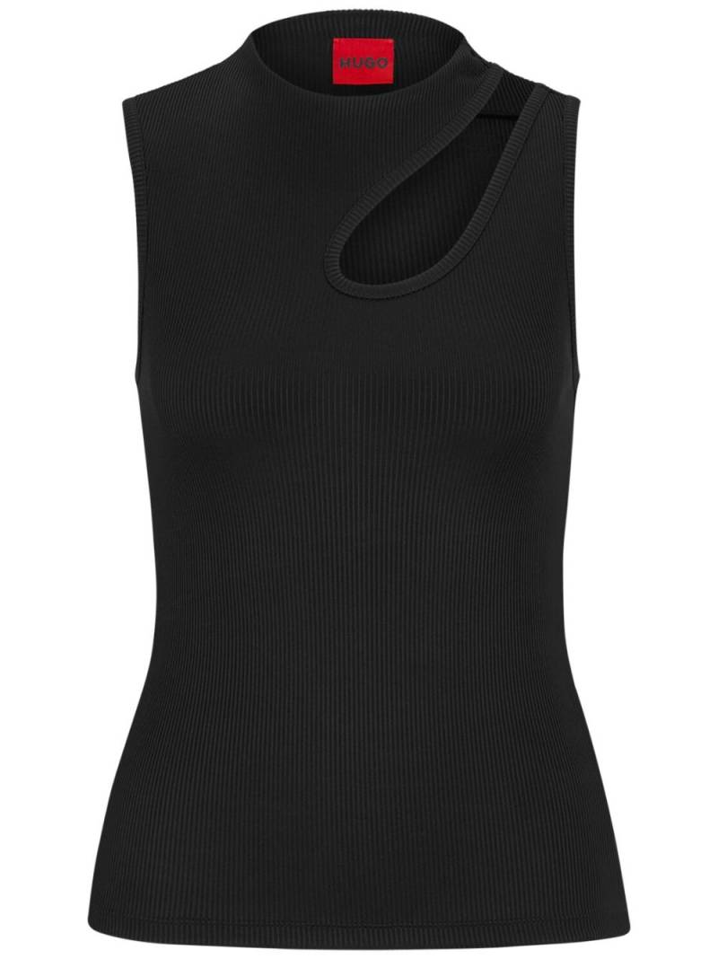 HUGO cut-out ribbed tank top - Black von HUGO