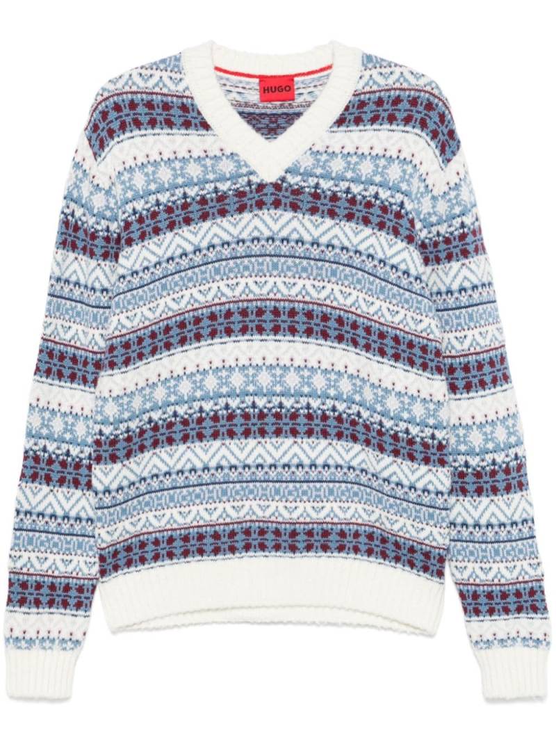 HUGO fair isle intarsia sweater - White von HUGO