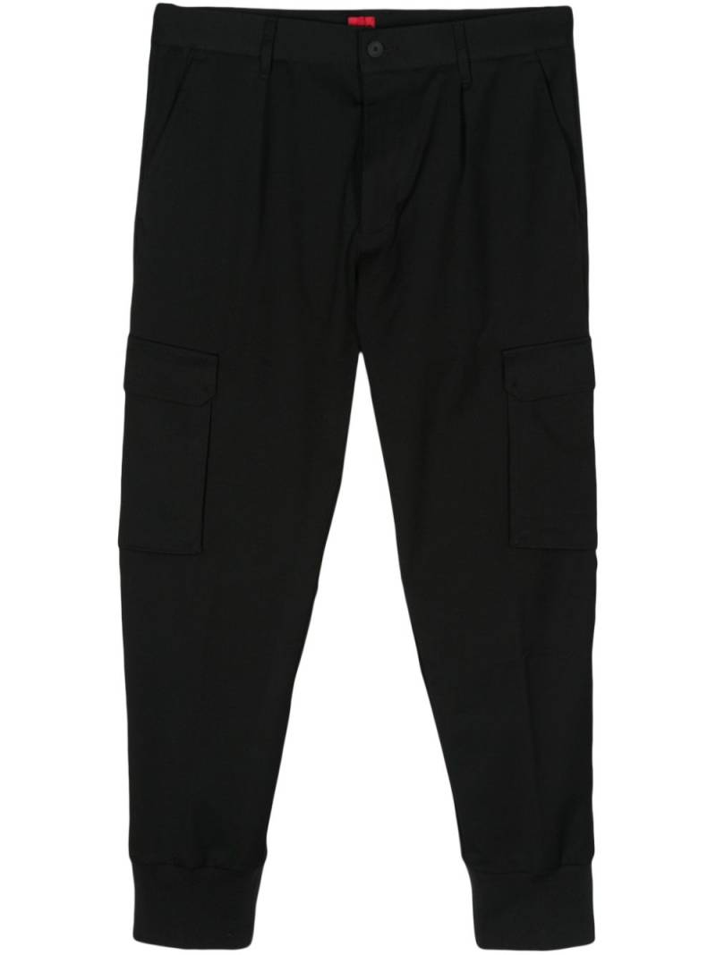 HUGO fine-ribbed cargo pants - Black von HUGO