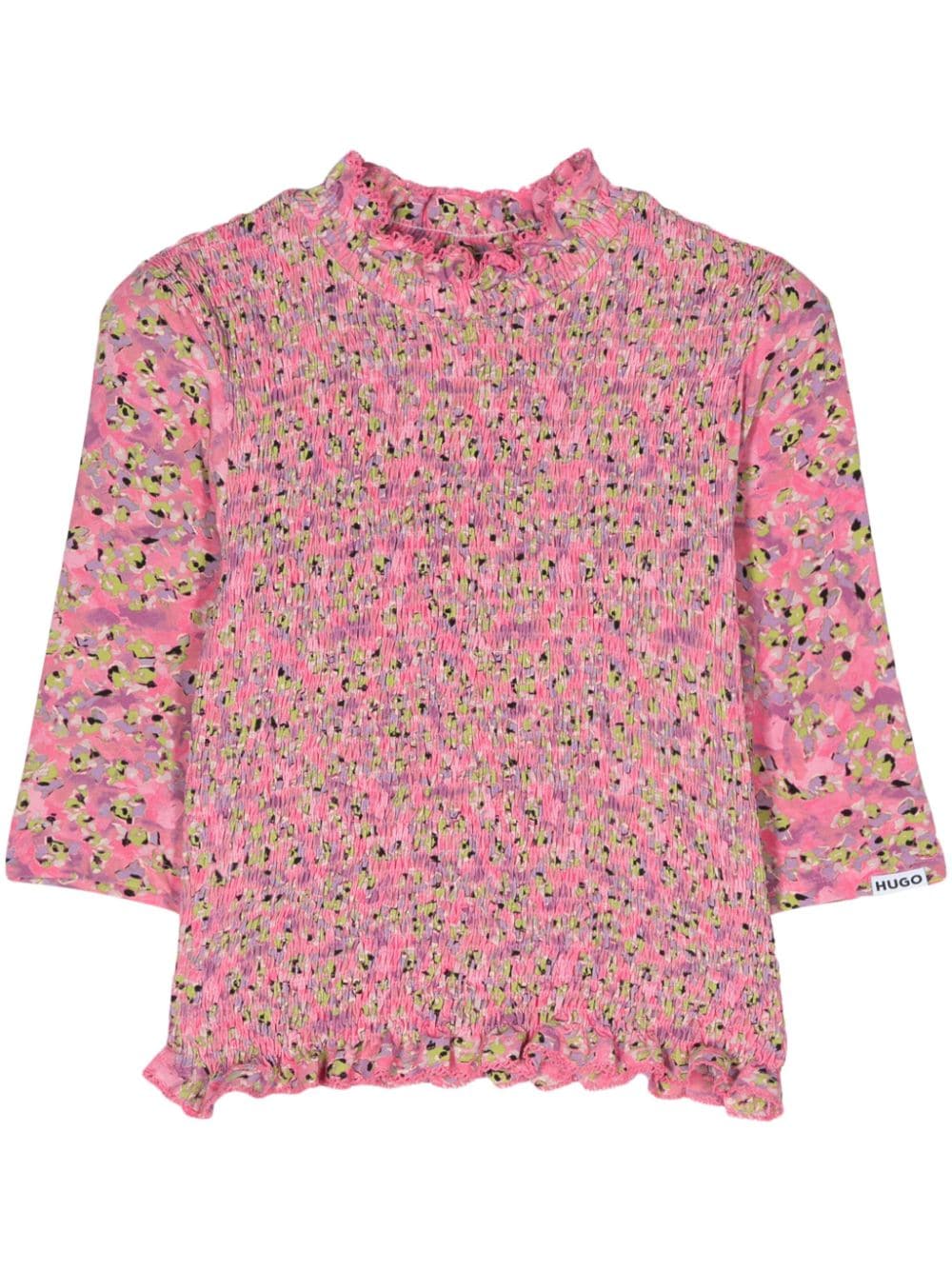 HUGO floral-print shirred T-shirt - Pink von HUGO