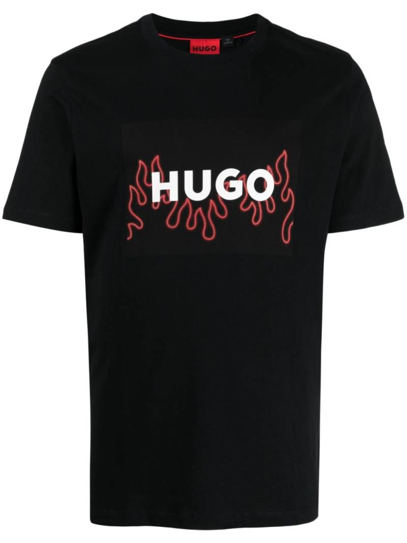 HUGO graphic logo-print cotton T-shirt - Black von HUGO