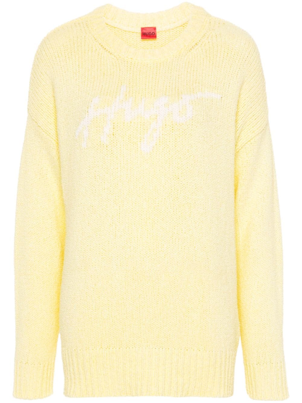 HUGO intarsia-knit logo drop-shoulder jumper - Yellow von HUGO