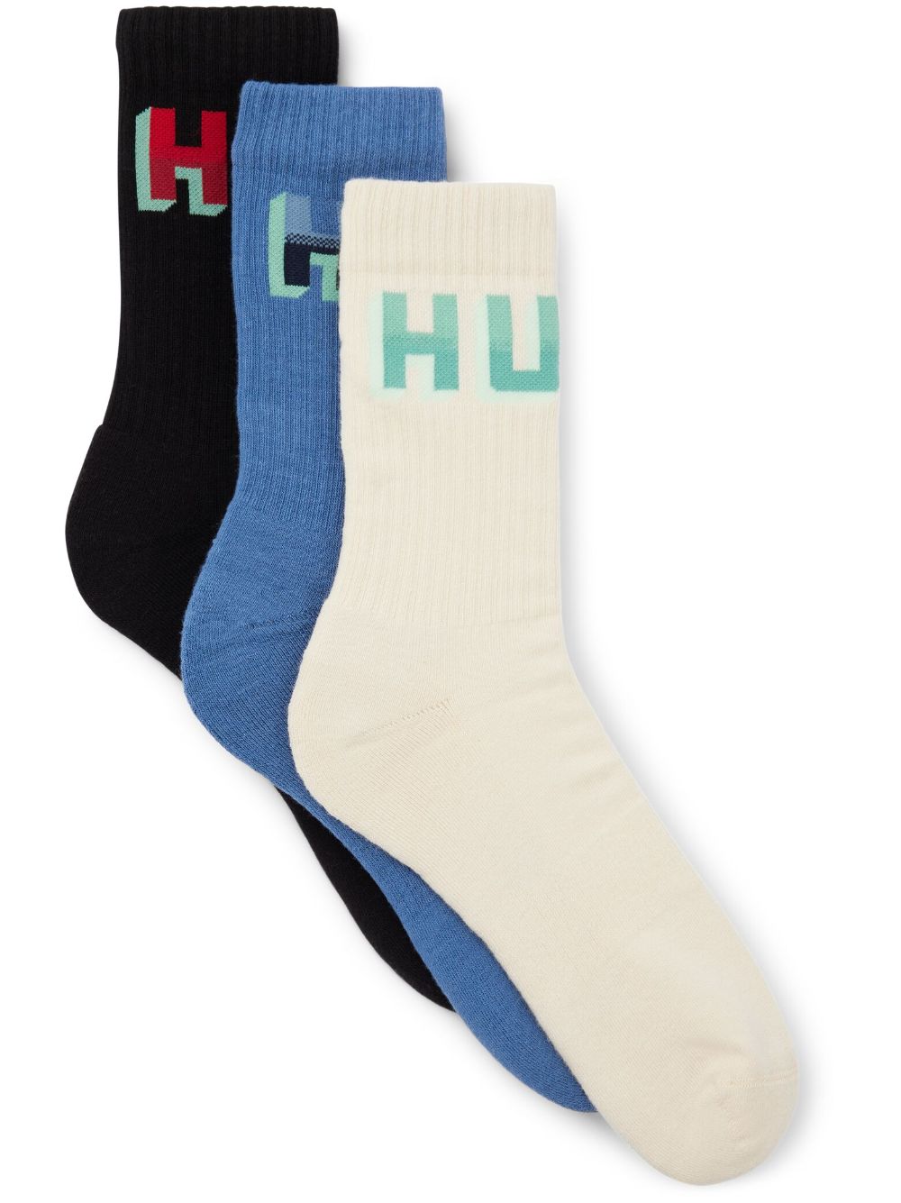 HUGO intarsia-knit logo socks (set of three) - Black von HUGO