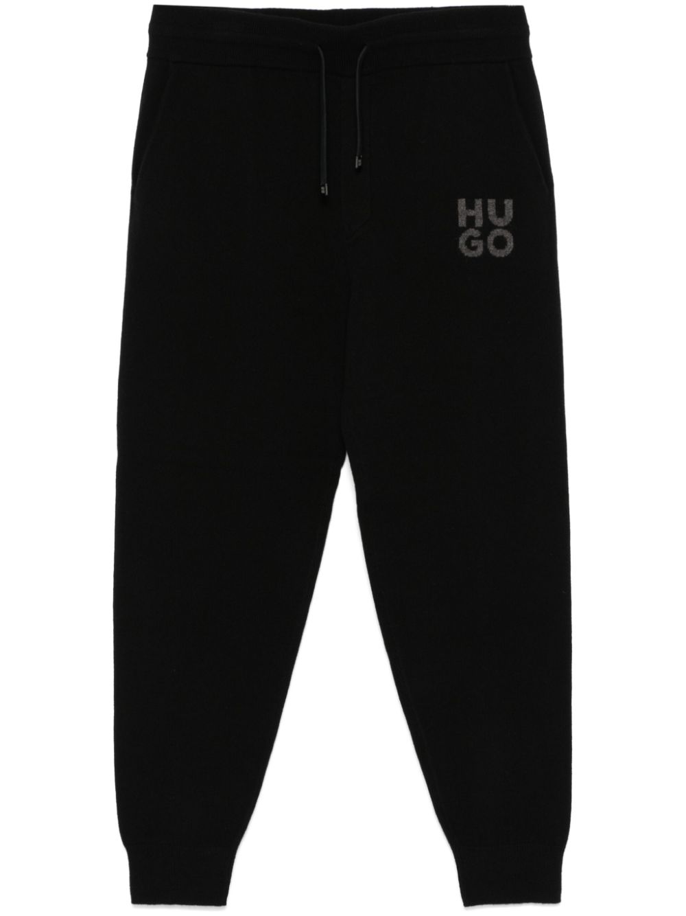 HUGO jacquard-logo trousers - Black von HUGO