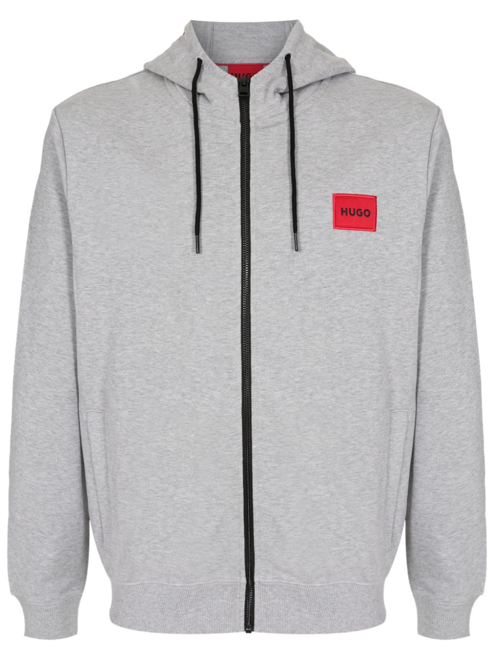 HUGO logo-appliqué cotton hoodie - Grey von HUGO