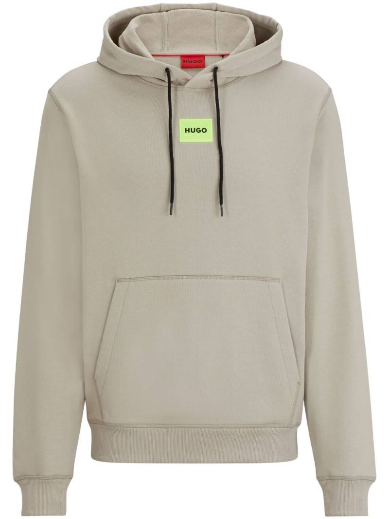 HUGO logo-appliqué cotton hoodie - Neutrals von HUGO