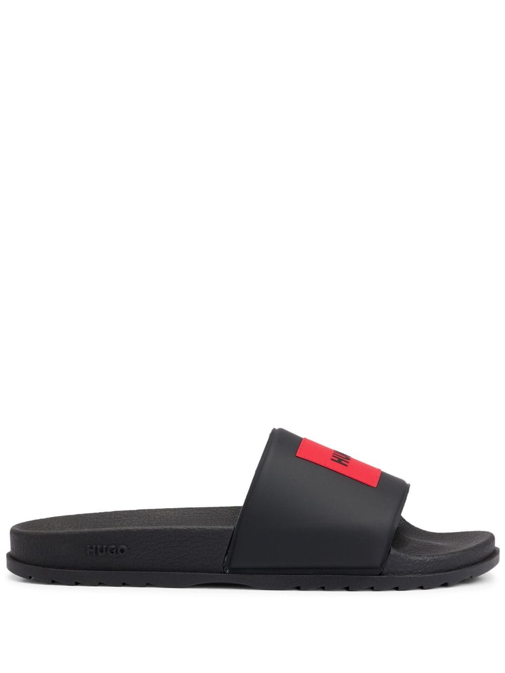 HUGO logo-appliqué flat slides - Black von HUGO