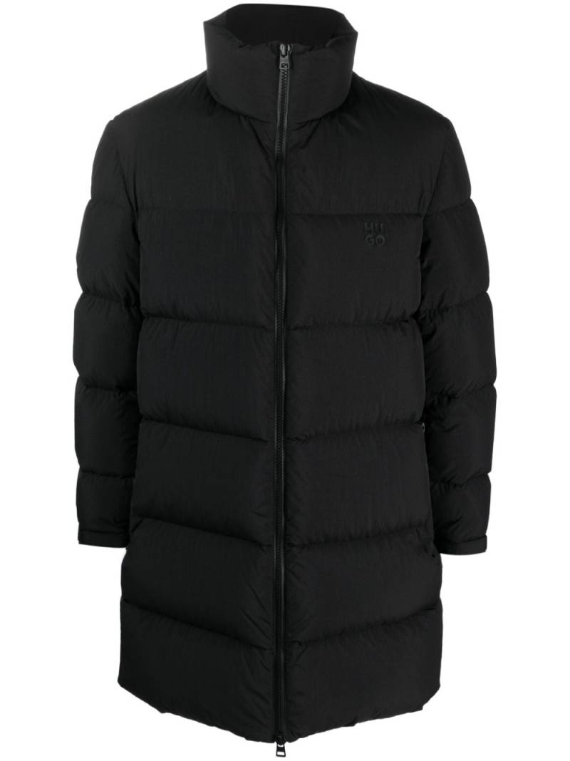 HUGO logo-appliqué padded coat - Black von HUGO