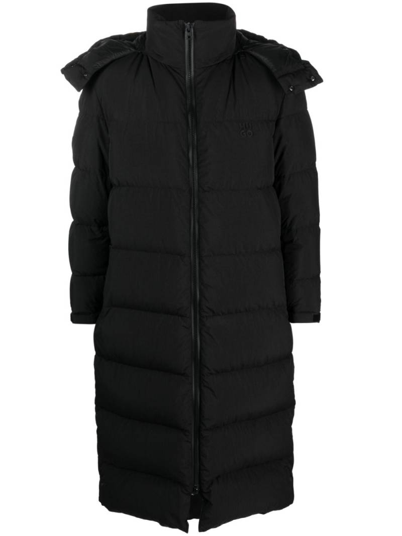 HUGO logo-appliqué padded coat - Black von HUGO