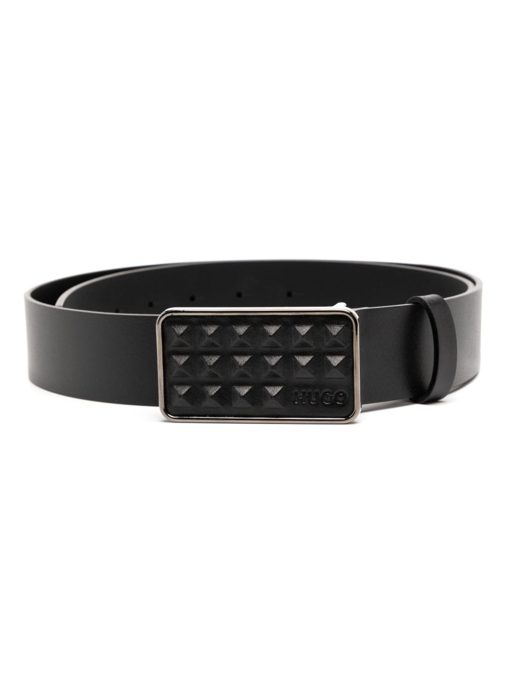 HUGO logo-debossed leather belt - Black von HUGO