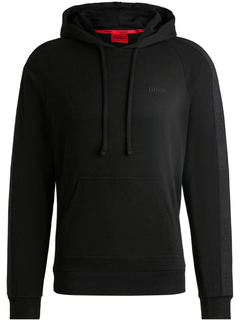 HUGO logo-embroidered hoodie - Black von HUGO