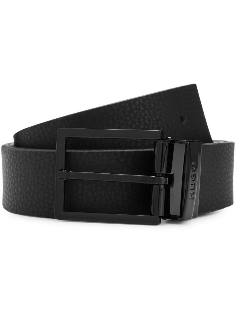 HUGO logo-engraved leather belt - Black von HUGO