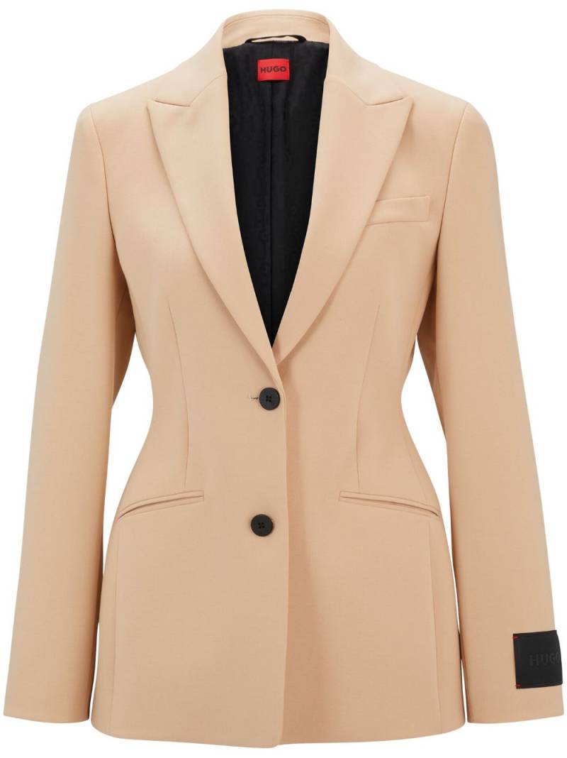 HUGO logo-patch blazer - Neutrals von HUGO