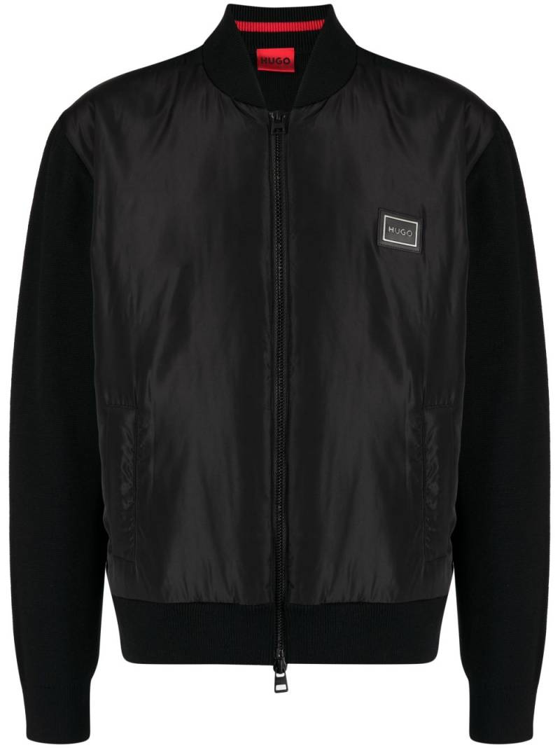 HUGO logo-patch bomber jacket - Black von HUGO