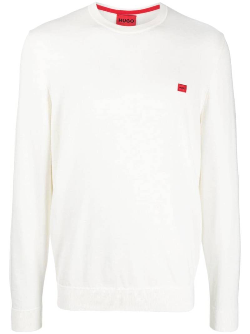 HUGO logo-patch cotton jumper - White von HUGO