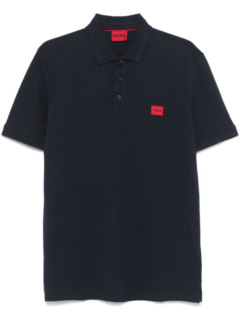 HUGO logo-patch cotton-piqué polo shirt - Blue von HUGO