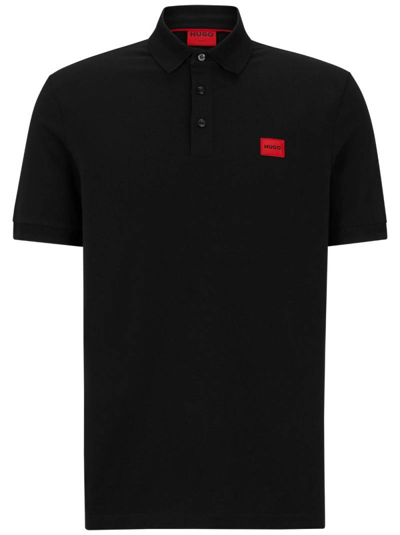 HUGO logo-patch cotton polo shirt - Black von HUGO