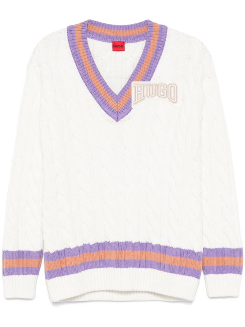 HUGO logo-patch sweater - White von HUGO