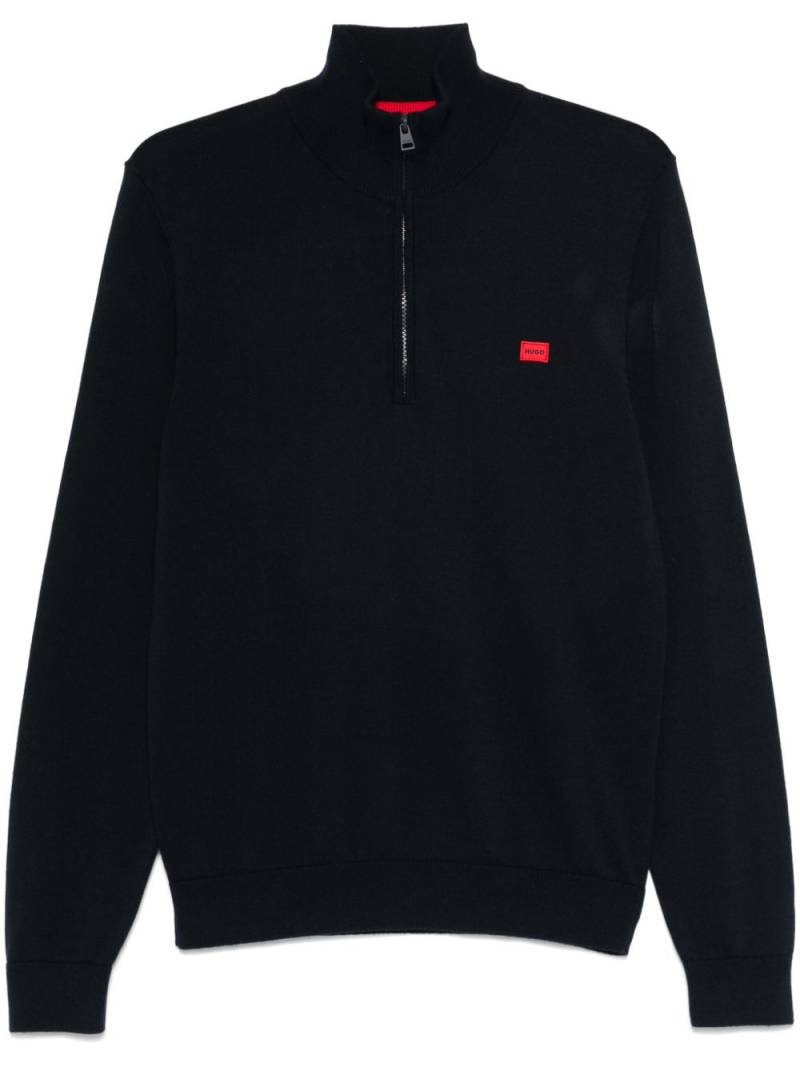 HUGO logo-patch sweater - Blue von HUGO