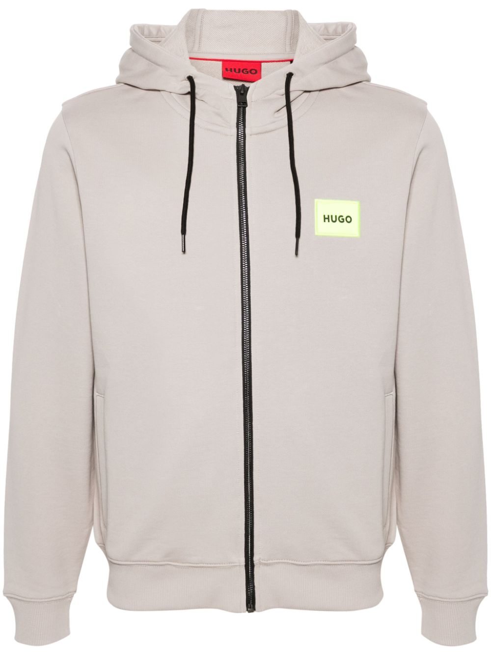 HUGO logo-patch zip-up hoodie - Grey von HUGO