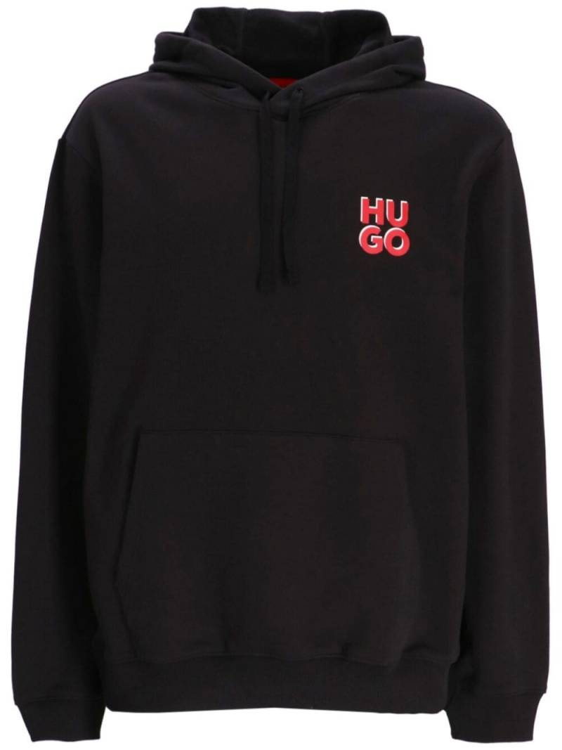 HUGO logo-print cotton hoodie - Black von HUGO