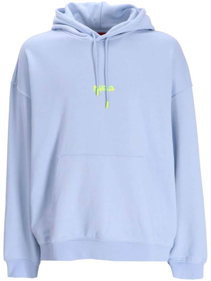 HUGO logo-print cotton hoodie - Blue von HUGO