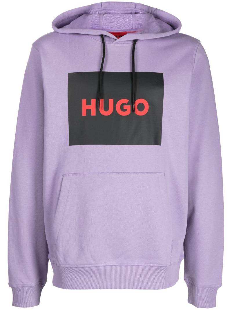 HUGO logo-print cotton hoodie - Purple von HUGO