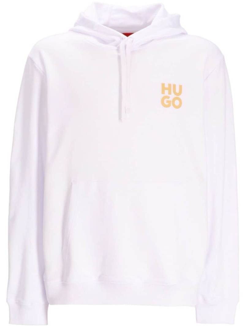 HUGO logo-print cotton hoodie - White von HUGO