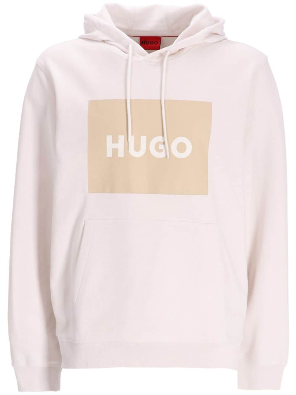HUGO logo-print cotton hoodie - White von HUGO