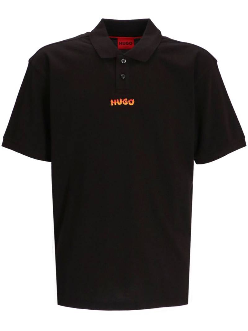 HUGO logo-print cotton polo shirt - Black von HUGO