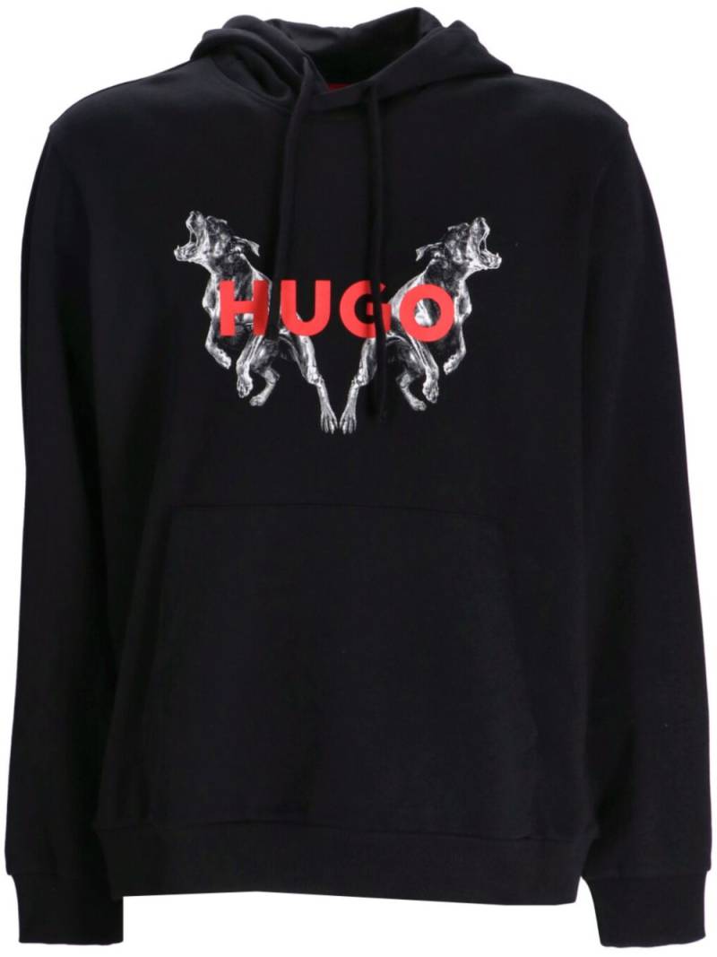 HUGO logo-print hoodie - Black von HUGO