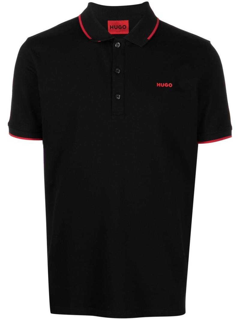 HUGO logo-print polo shirt - Black von HUGO