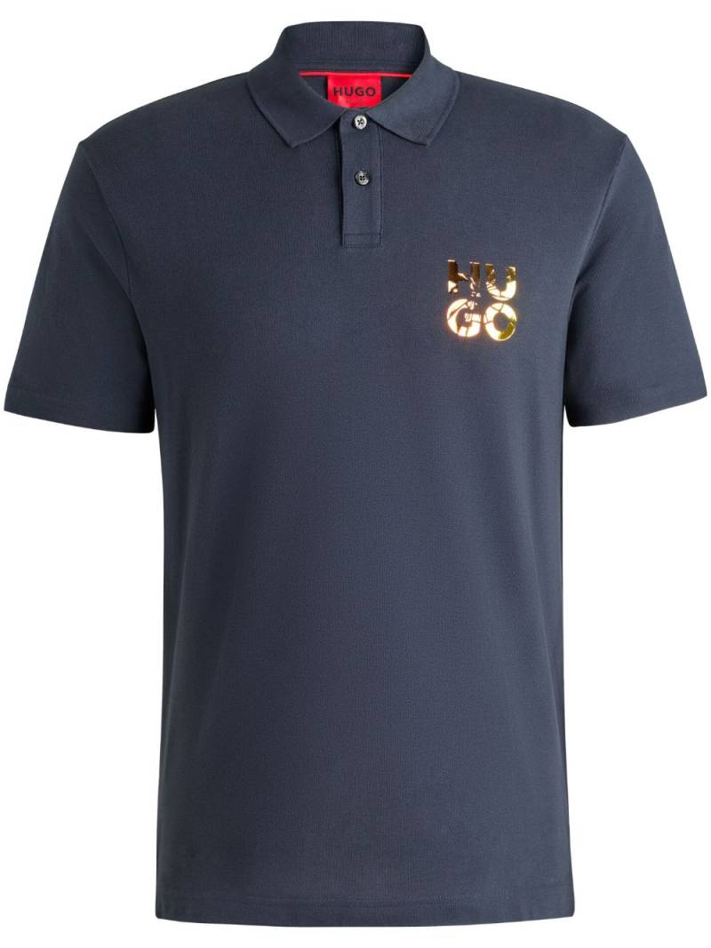 HUGO logo-print polo shirt - Blue von HUGO