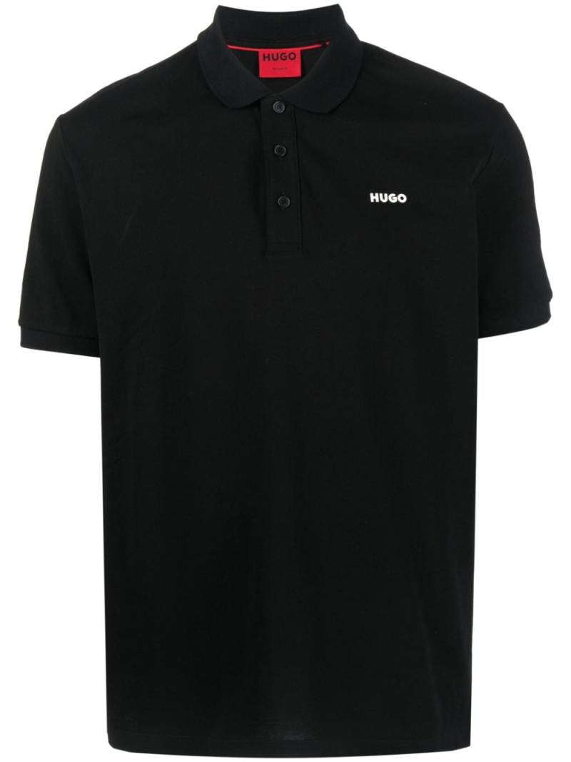 HUGO logo-print short-sleeve polo shirt - Black von HUGO