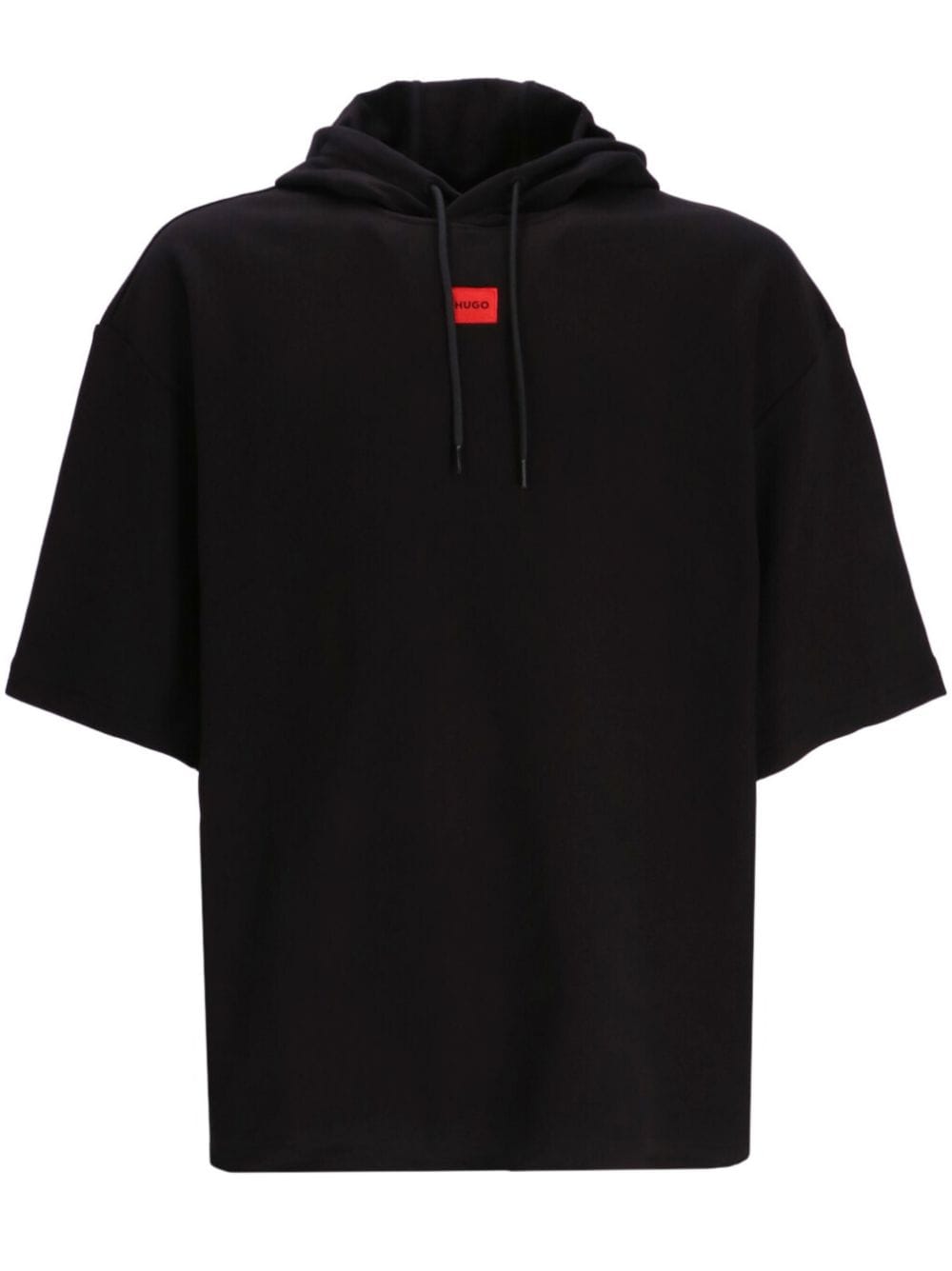 HUGO logo-print short-sleeved hoodie - Black von HUGO