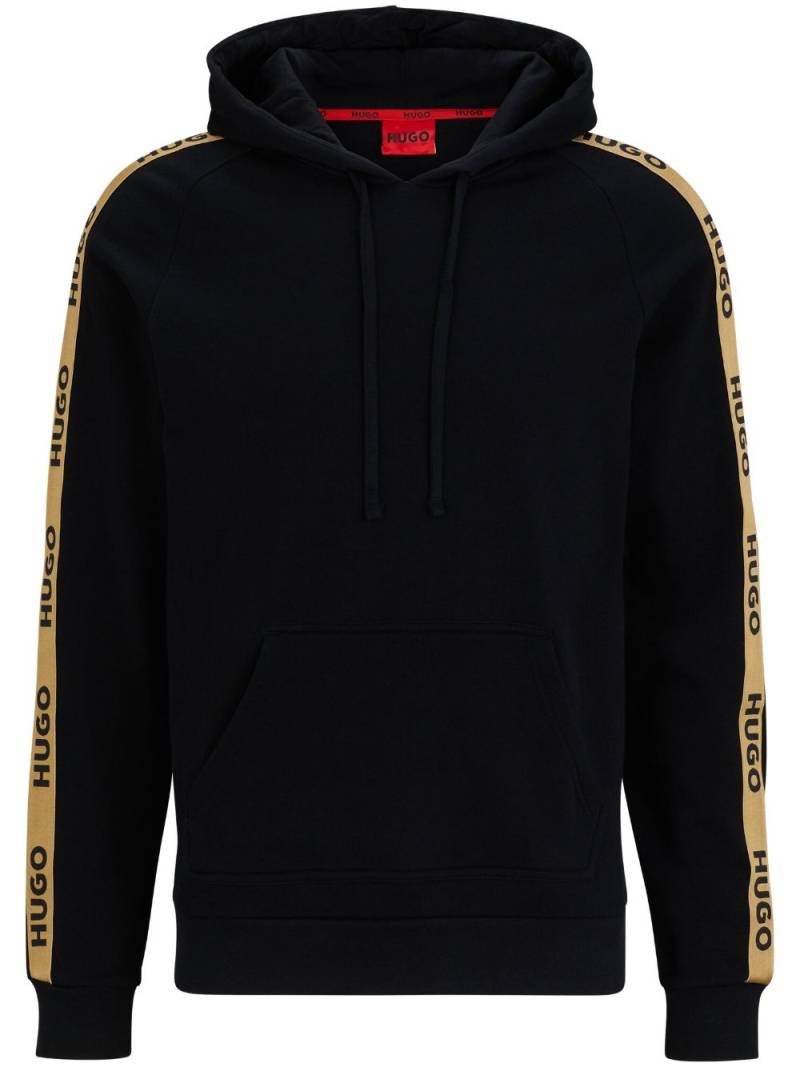 HUGO logo-print strap cotton hoodie - Black von HUGO