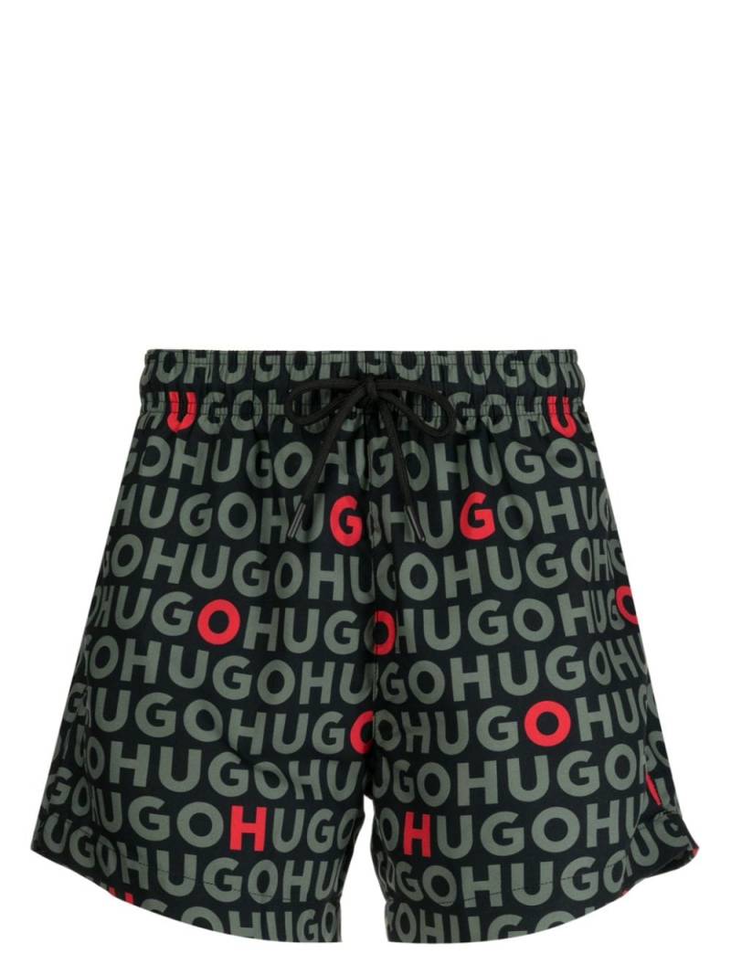 HUGO logo-print swim shorts - Green von HUGO