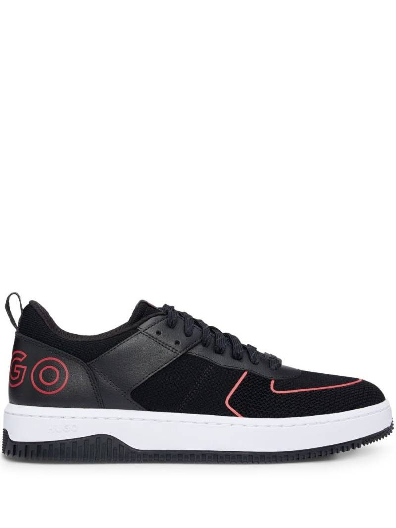 HUGO recycled leather lace-up sneakers - Black von HUGO