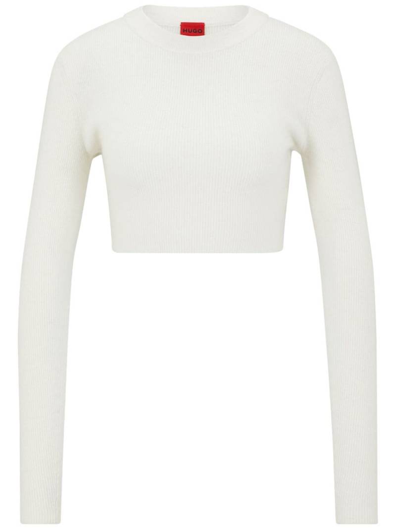 HUGO ribbed-knit cropped top - White von HUGO