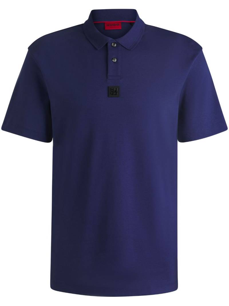 HUGO stacked logo interlock-cotton polo shirt - Blue von HUGO