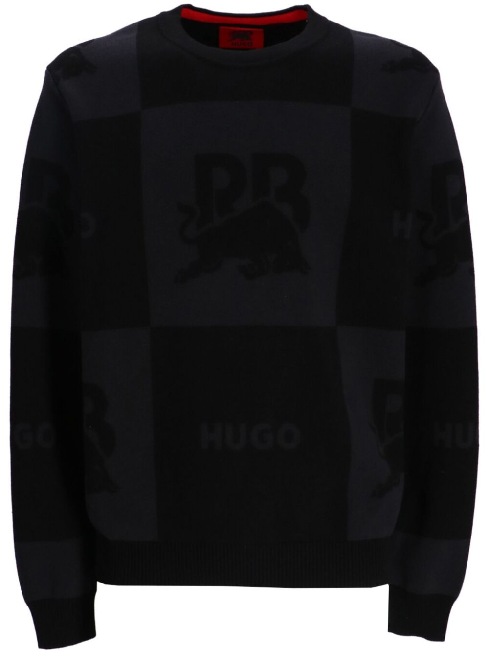 HUGO x RB checkerboard sweater - Black von HUGO