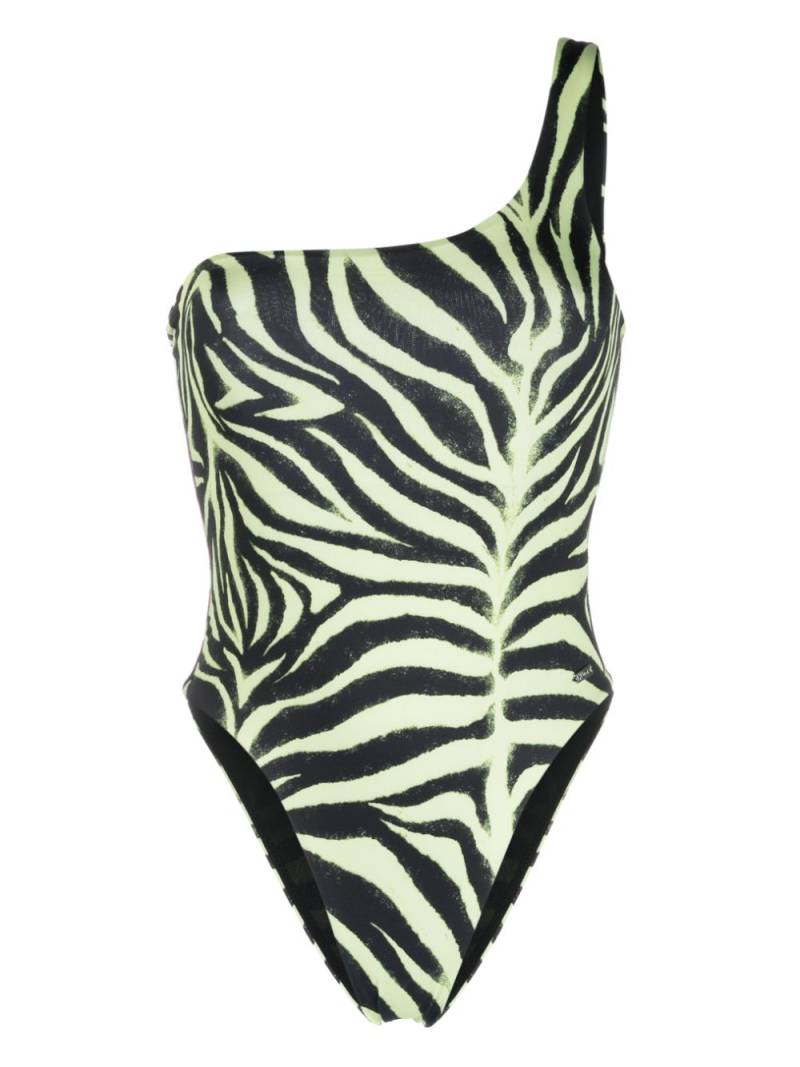 HUGO zebra-print one-shoulder swimsuit - Black von HUGO